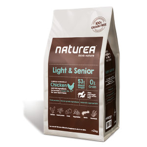 NATUREA Grain Free LIGHT & SENIOR - karma dla psów starszych, z nadwagą i mniej aktywnych  12 kg